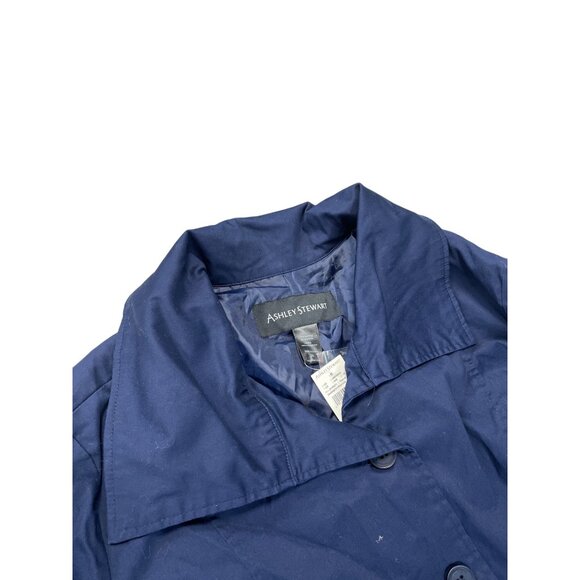 Ashley Stewart Womens Navy Blue trench peacock Coat Size 26 SKU 9250 - Picture 2 of 11